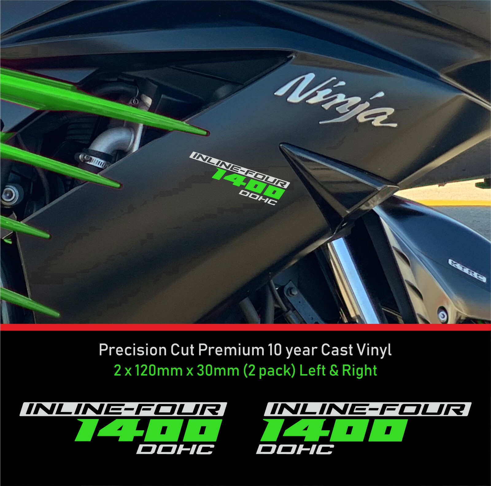 INLINE FOUR 1400 Fairing Decal Sticker premium10year Vinyl KAWASAKI ZZR