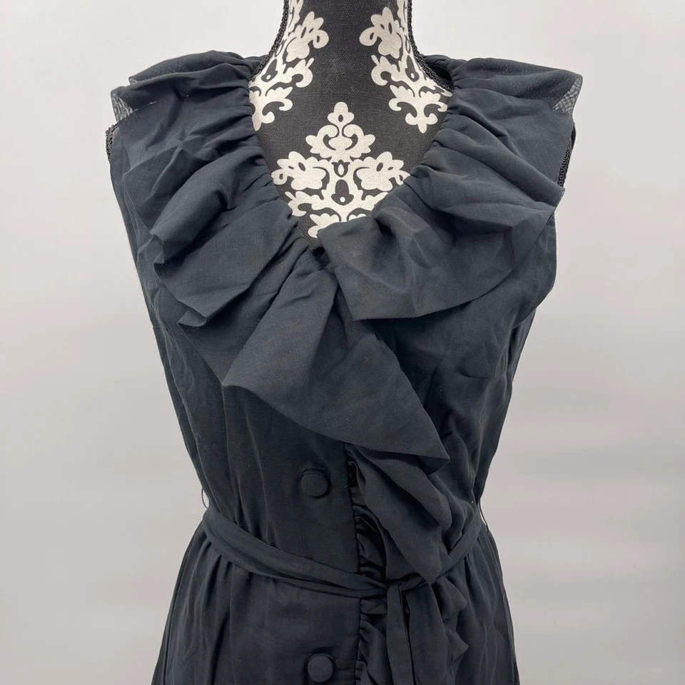 VINTAGE 1960s 70s LESLIE FAY UNION MADE BLACK DRESS - Image 3 of 4