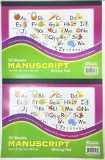 2 Pads - Bazics #543 MANUSCRIPT 10.5 x 8" Writing Pad - 50 Sheets