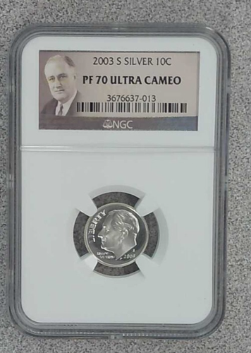 2003-S Proof Roosevelt 90% Silver Dime NGC PF70 Ultra Cameo (013)