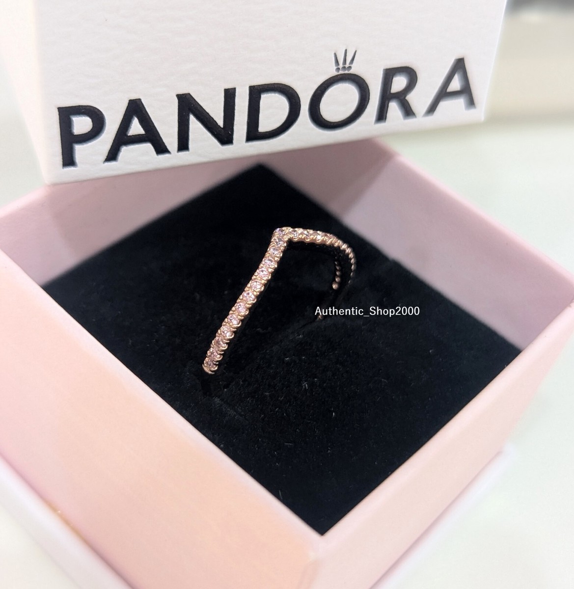 NEW 100% Authentic PANDORA Wish Stacking Sparkling Pave Pink Ring