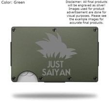 Custom "GOKU JUST SAIYAN" Laser Engraved Wallet - Pick A Wallet Color