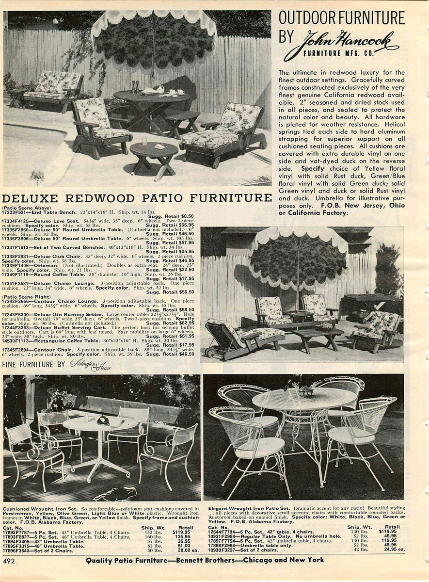 1967 ADVERT Patio Furniture Arlington House Cart Iron John Hancock