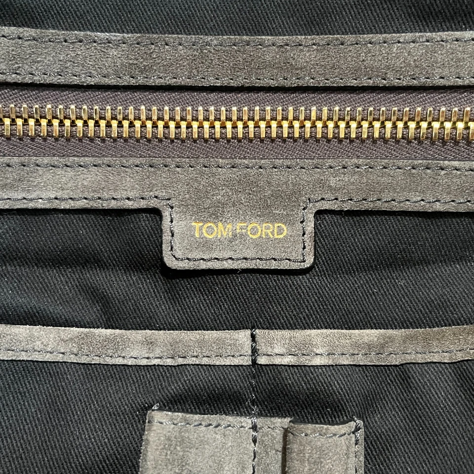 $3160 TOM FORD Buckley Gris Gamuza Plano Trapecio Maletín Fin de Semana Bolso de Noche Foto 3 de 4