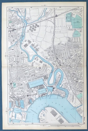 LONDON - BLACKWALL, CANNING TOWN, THE DOCKS, Original Antique Map, Bacon, 1909. - Picture 4 of 4
