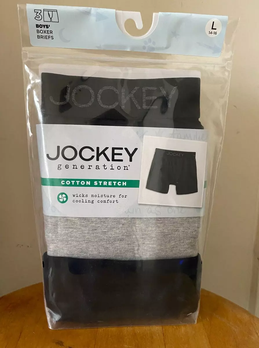 Jockey Generation Boys Set of 3 Cotton Stretch Boxer Briefs Size L (14-16)  New