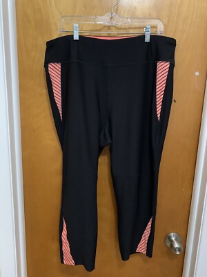 Spalding Women Capri 2X Plus Black Coral Yoga Workout Legging