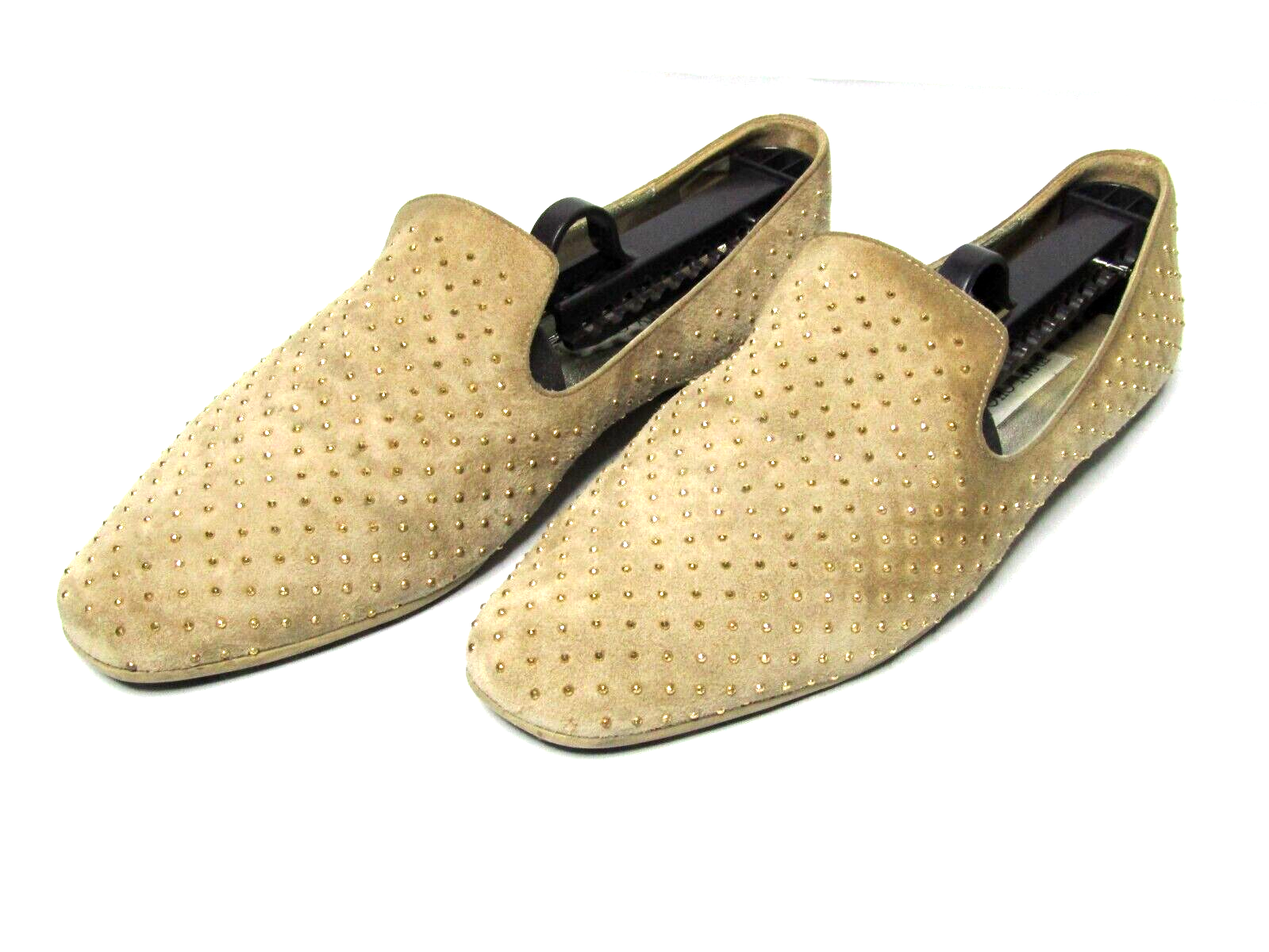 PANTOFOLA D’ORO Ballerine Jimmy Choo London marrone oro borchie scamosciate taglia 38 Made in Italy slides