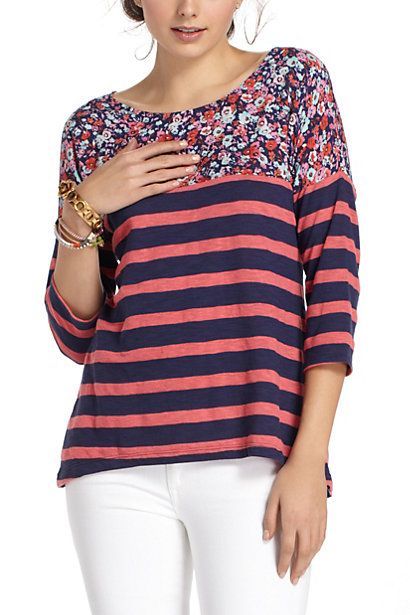 Anthropologie Postmark Split Stripes Pullover flo… - image 1
