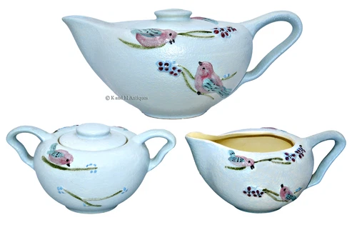 Hull Serenade Regency Blue Tea Set - Teapot, Creamer, Sugar and Lid