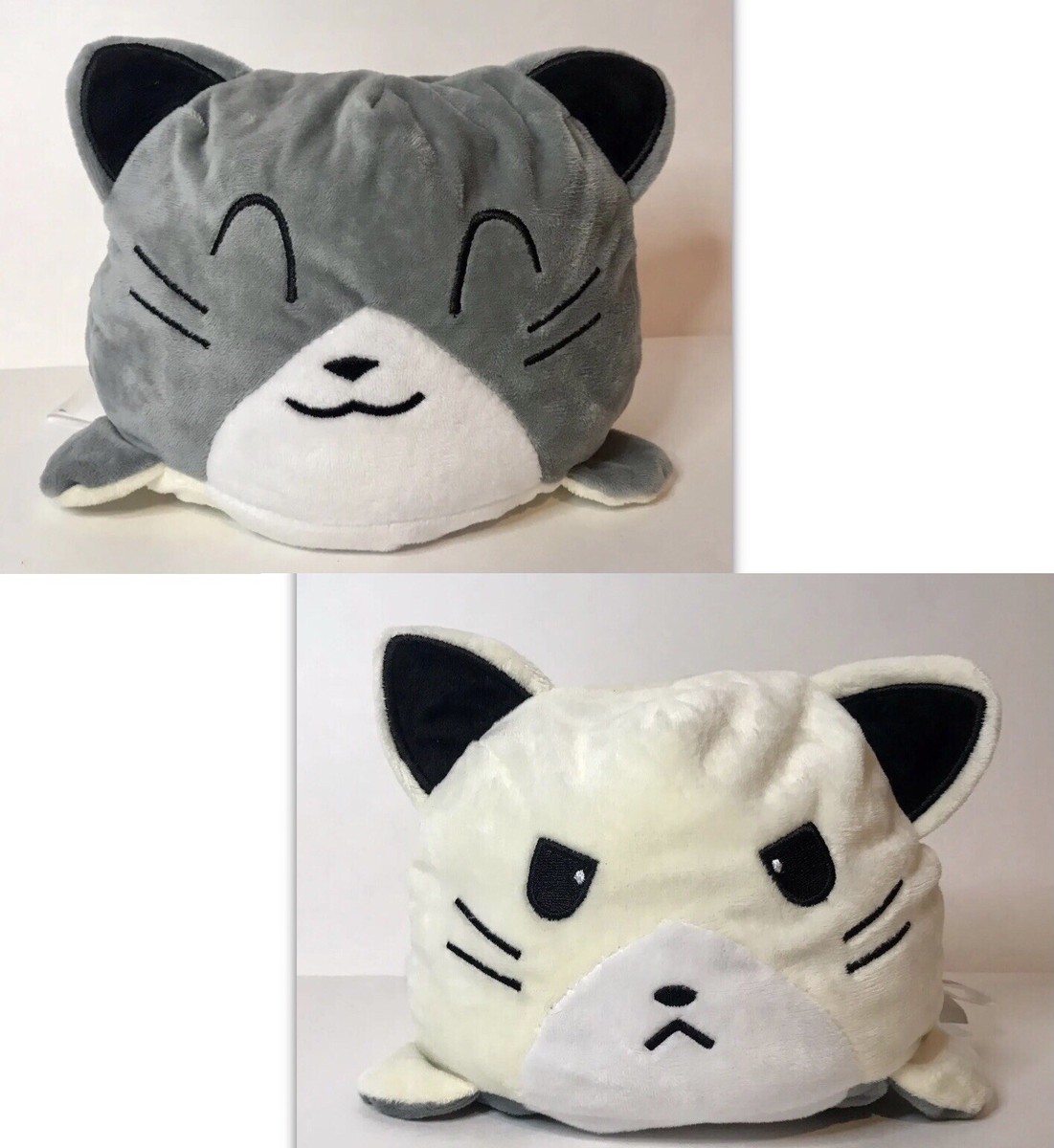 Peek A Boo Kitty Cat Plush Reversible Happy Grumpy 6” Soft Stuffed