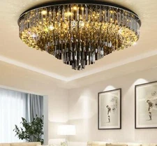 Living room LED ceiling lamp round smock crystal modern light luxury Lighting yc