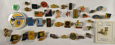 Vintage Collectible Mixed Lot Pins, Badges, Lapel Pins, Lot of 39, Sports Pins
