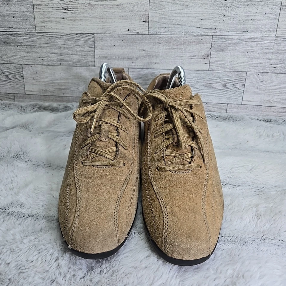 Zapatillas deportivas de gamuza Lands End para mujer 10B marrón con cordones zapatos cómodos informales para barco Foto 3 de 4