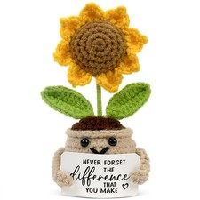 Birthday Gifts for Women - Mini Positive Crochet Sunflower, Unique Teacher Ap...