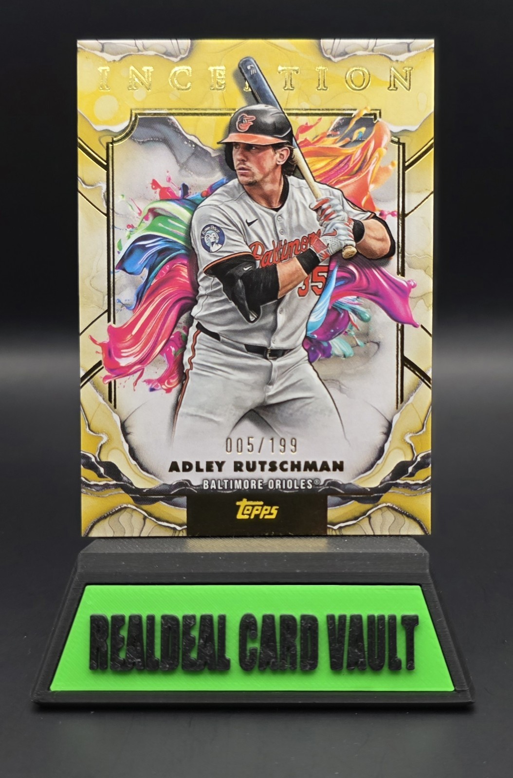 2025 Topps Inception Adley Rutschman Yellow Parallel 005/199 Baltimore Orioles