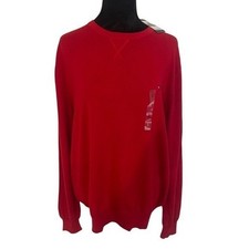 HILFIGER Men's Pullover Classic Red Crew Neck Logo Sweater Cotton Size LG NWT