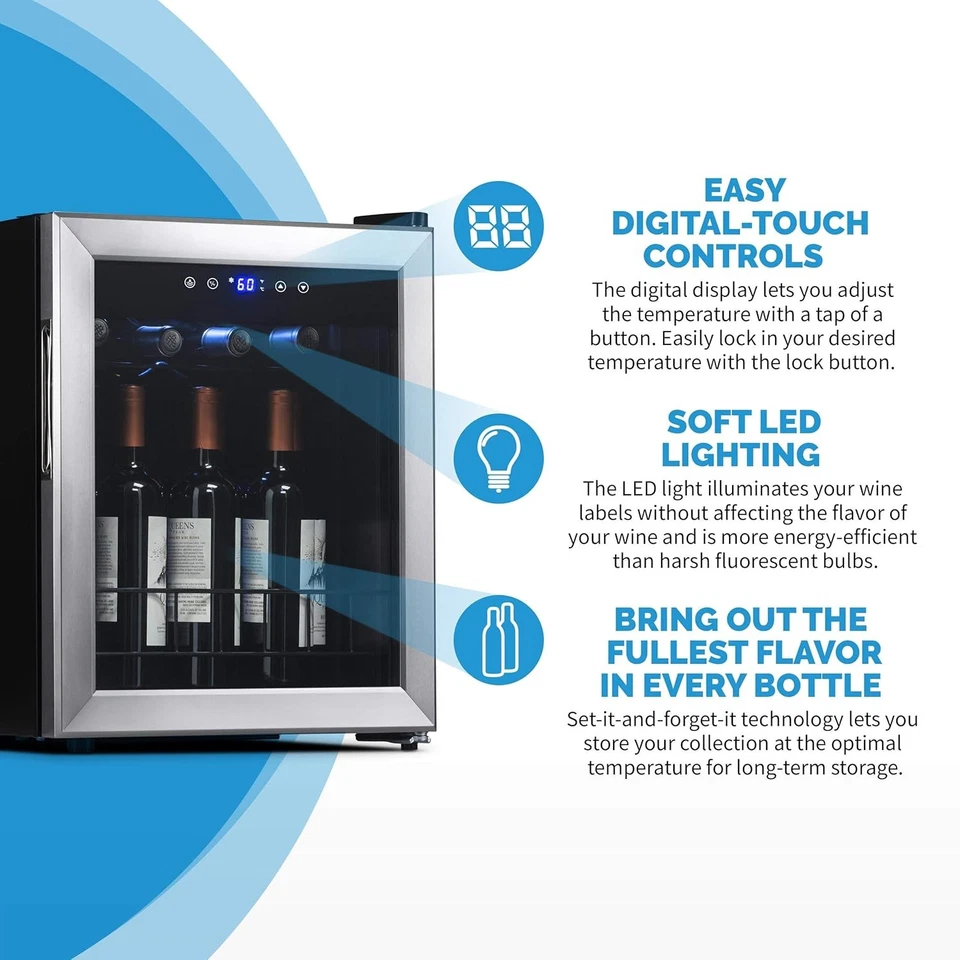 Newair NWC016SS00-RB Nevera de Vino Independiente, 16 Botellas - Certificado Reacondicionado Foto 3 de 4