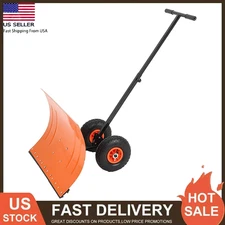 29"W Snow Shovel with Wheels, Heavy Duty Snow Pusher for Driveway & Snow Removal