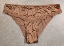 Sexy Satin Smooth Lace Front Unisex Brief Panties Gold XL
