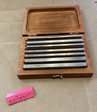 Starrett No. 384 Parallels Set of 8 w/ Wooden Case Machinist Tools USA