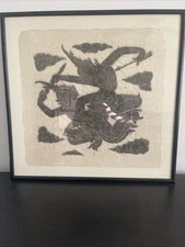 Thai Temple Art Charcoal Rubbing from 1960’s: 27”x27” - Original 