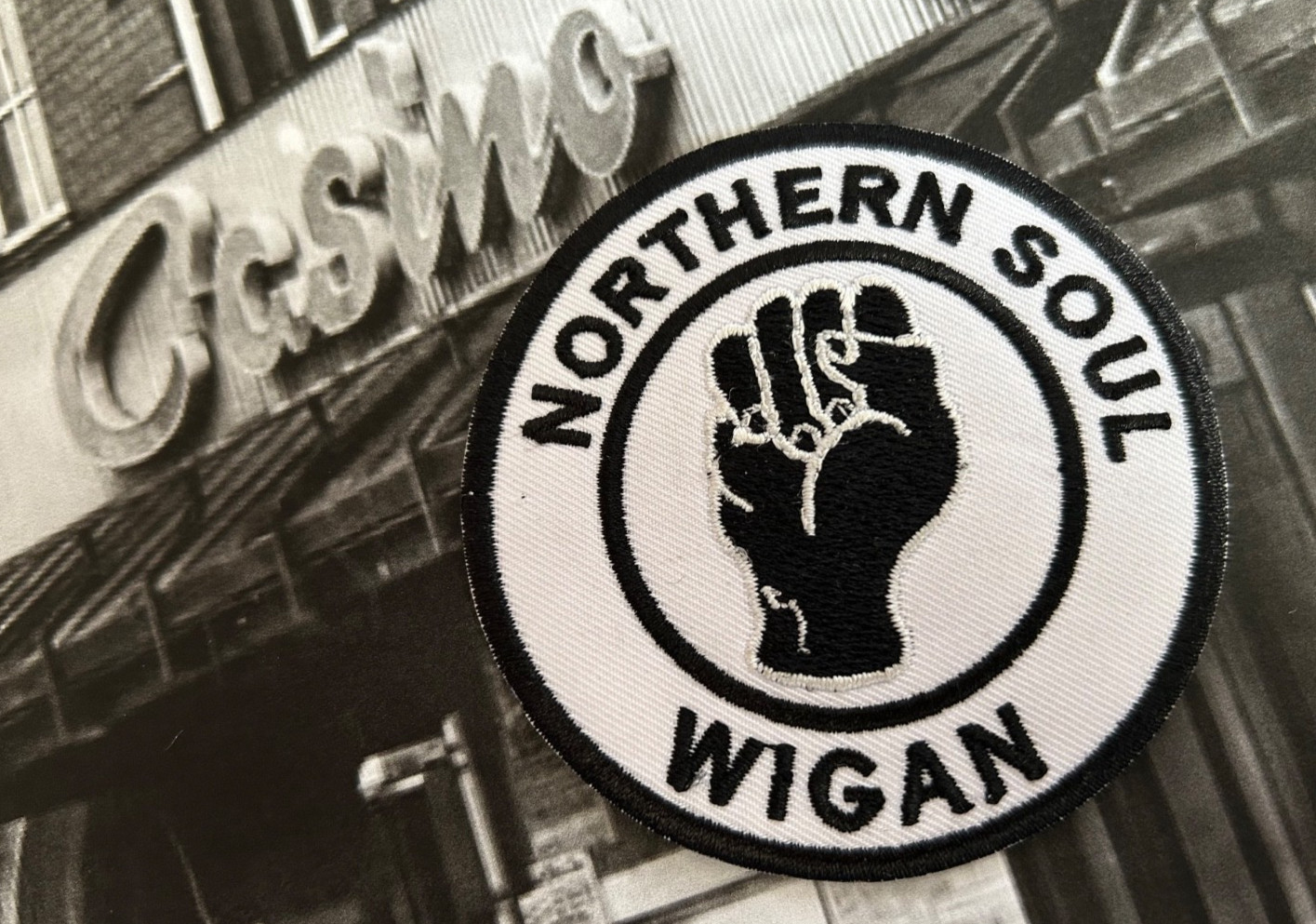 NORTHERN SOUL : Wigan Fist  - Embroidered Iron Sew On Patch Badge