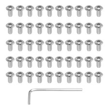 50pcs 10 24 x 3/8" Button Head Socket Cap Bolts Screws with Hex Spanner,Silver