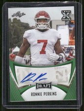 RONNIE PERKINS 2021 Leaf Draft XRC Green Rookie Auto BA-RP2 Oklahoma Sooners