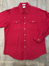 Vintage Prentiss Outdoors Chamois Cloth Shirt Mens L Red USA Made Workwear