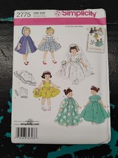 Simplicity Archive Pattern 2775 Doll Dress, Robe, Bag, Gown Coat 8" Doll