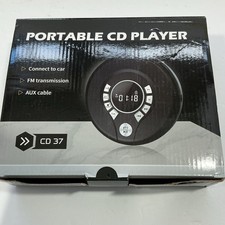 CD Player CD 37 FM Transmission AUX Cable Connect to Car Black. Headphones .