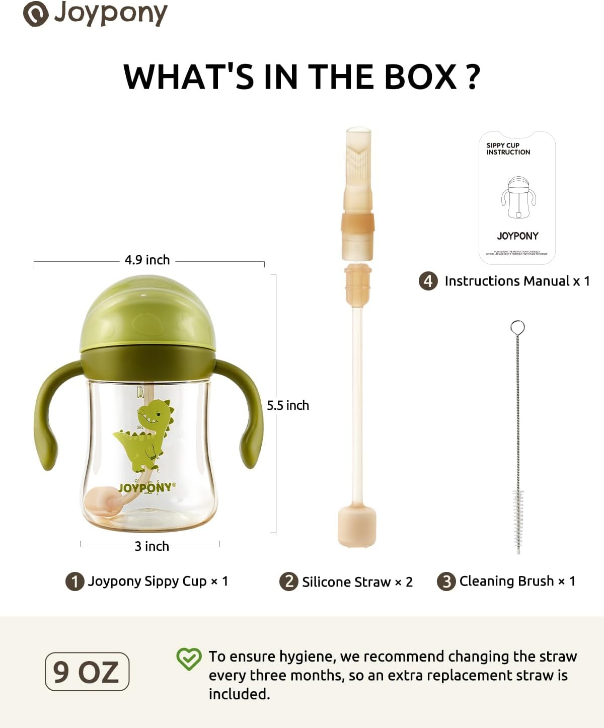 Sippy Cups for Toddlers 1-3, Spill Proof Weighted Straw Cup with Handle for Baby