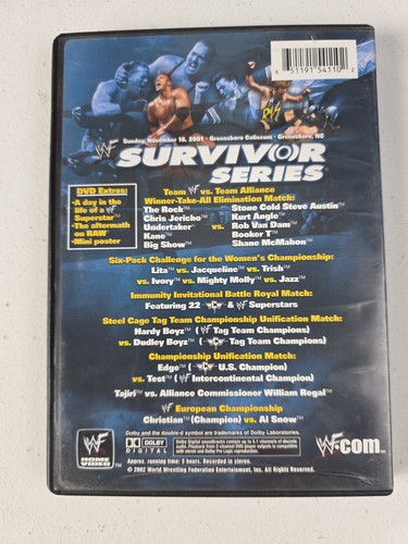 WWF Survivor Series 2001 Winner Take All DVD The Rock Stone Cold - Mint Complete - Imagen 3 de 4