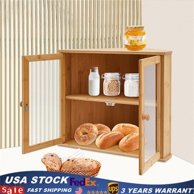 2 Tiers Corner Bread Display Case Box Bread Storage Container Kitchen Countertop