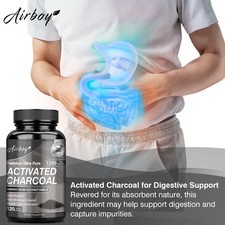 Organic Activated Charcoal Capsules 1200mg - Highly Absorbent, Detox Cleanse