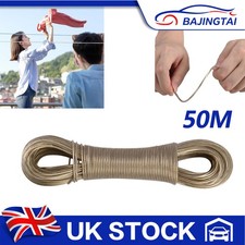 50M Heavy Duty Clothes Washing Line Steel Core Strong Wire Rope Laundry Dryer B
