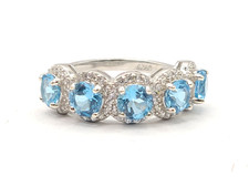 Swiss Blue Topaz Sterling Silver Ring Oval Cut Handcrafted Gemstone sz 7