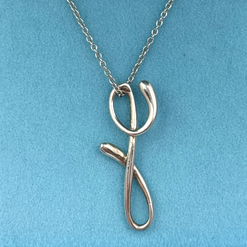 Tiffany & Co.Elsa Peretti Letter Script Alphabet Y Initial Pendant Necklace RERA - Image 4 of 4