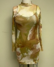 Forever 21 mesh green and brown cocktail  dress