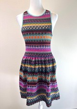 Blue Rain Women’s Dress Multi Color Sleeveless Knit Boho Retro Fit & Flare Small