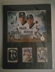 Rare Derek Jeter and Alex Rodriguez 20x12 W/Cards Matted Picture NY Yankees