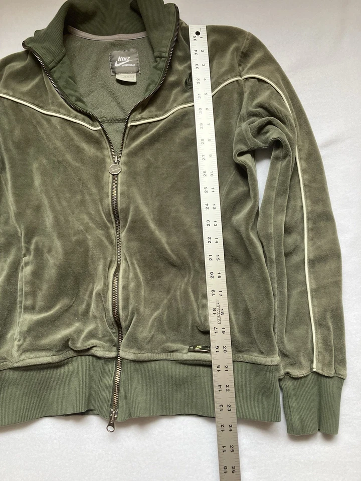 Chaqueta deportiva Nike verde terciopelo para mujer talla grande y2k  Foto 4 de 4