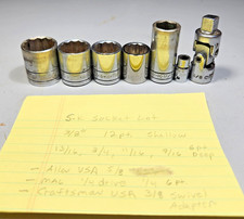 Sk S-k Socket Lot 38 12 Pt. 7 Pc. Sae Standard Shallow Usa Swivel Adapter Sk S-k Socket Lot 38 12 Pt. 7 Pc. Sae Standard Shallow Usa Swivel Adapter