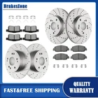 Front Rear Drilled and Slotted Disc Brake Rotors Pads for Honda Accord 2013-17