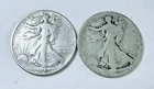 LOT OF 2 WALKING LIBERTY SILVER HALF DOLLARS 90% SILVER FREE SHIPPING #8985