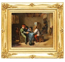 KPM Plaque After "The Smokers" by David Teniers the Younger(Belgian, 1610–1690)