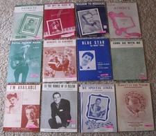Vintage Lot of 12 Piano Sheet Music Popular Hits of the 1950's; See Listing