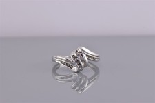 Sterling Silver Diamond Accented Swirled Loop Wavy Band Ring 925 Sz: 7