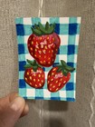 ACEO original acrylic Strawberries on blue gingham cottagecore  — photo 2